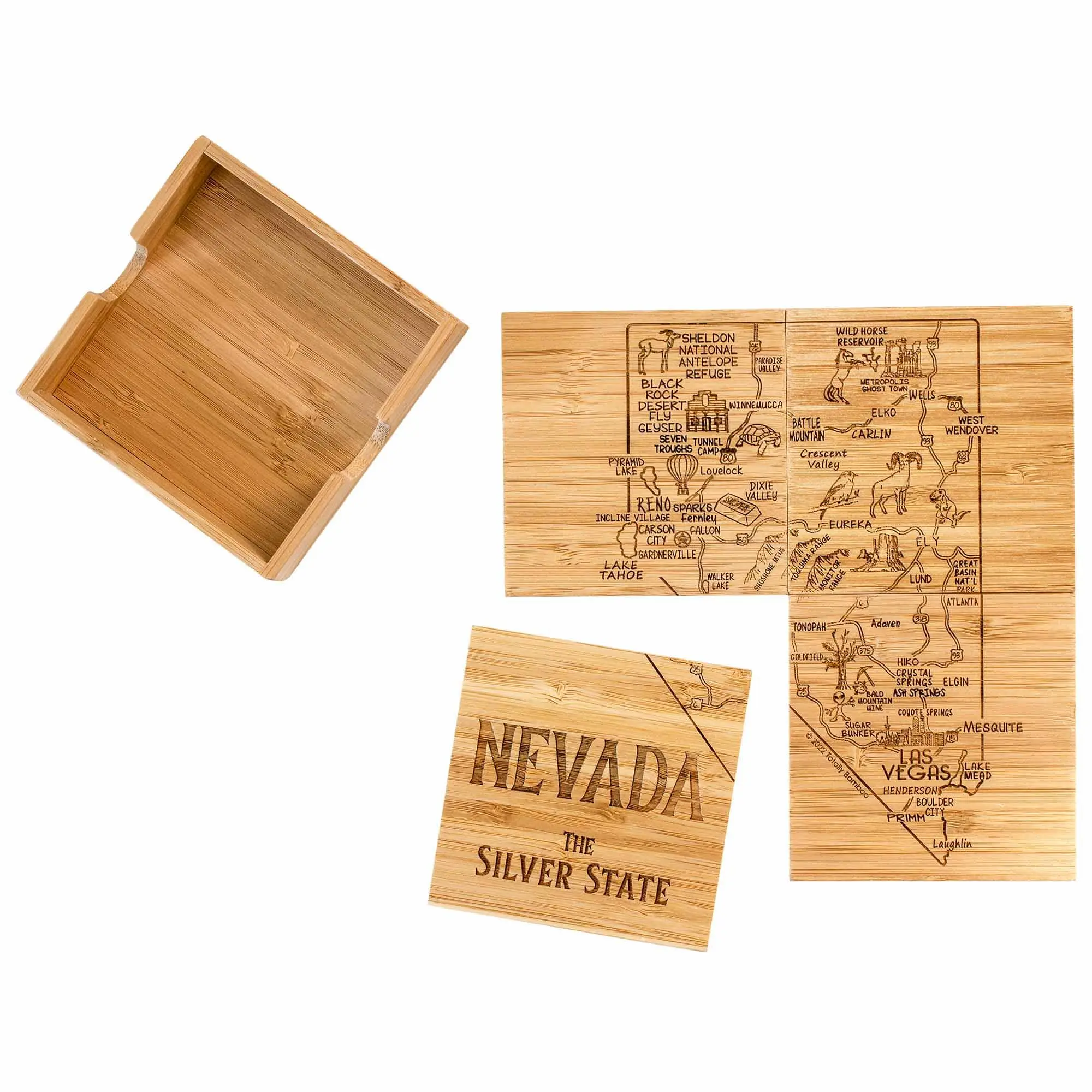 4-Piece Nevada Puzzle Coaster Set with Case