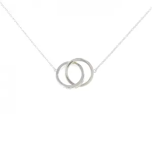 Pre-owned Tiffany & Co. Sterling Silver 925 (Ag925) Small Leather Goods Tiffany 1837 Interlocking Circle 925 Silver Necklace