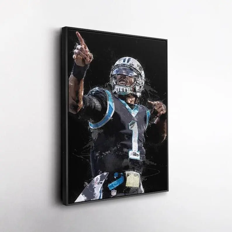 Cam Newton Poster - Carolina Panthers Football Wall Art, Home, Man Cave or Office Decor, Watercolor Style Poster [UNFRAMED - PRINT ONLY]