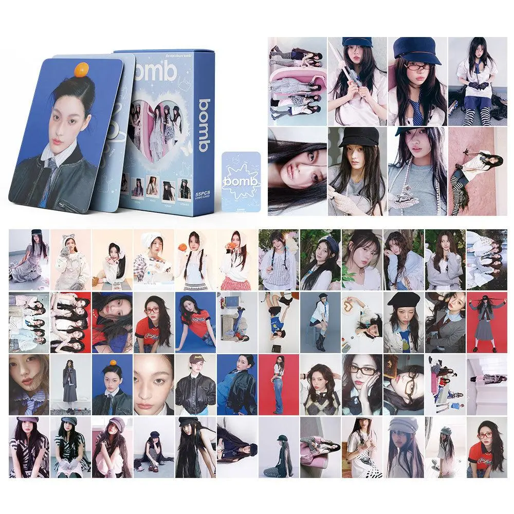 55Pcs/Set ILLIT Idol Girl Group New Album I’LL LIKE YOU 86*54mm HD Printed Lomo Cards, 55 Different High Quality HD Photo Cards for YUNAH MINJU MOKA WONHEE IROHA Fans, DIY Specialty Supplies