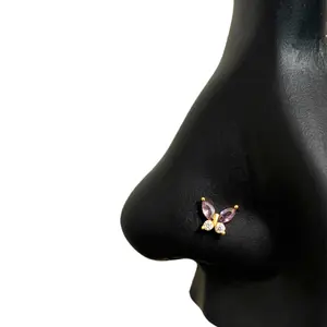 STATEMENT GOLD | Purple Butterfly Nose Stud