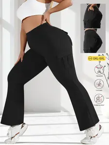 Plus Size Women's Outdoor Fitness Butt Lifting Pants, High Waist Sport Yoga Running Cargo Pocket Long Pants, Casual Dance Slim Fit, Athleisure Style Bottoms