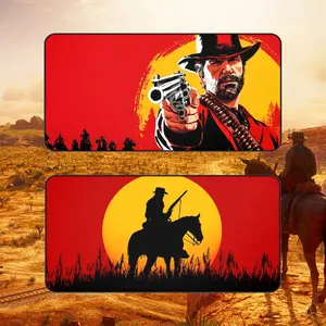 Red Dead Redemption Desk Mat, RDR Extended Gaming Mouse Pad with Pixel Art, Waterproof Non-Slip Large Keyboard Pad for Adventure Gamers