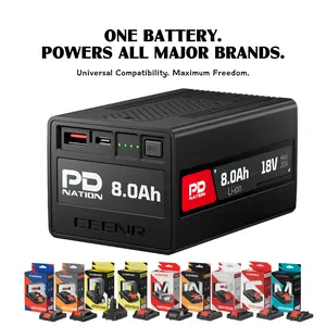 CEENR PDnation 20V Max 8.0Ah Universal Power Tool Battery, 100W USB-C Fast Charge, Compatible with 10+ Power Tool Brands