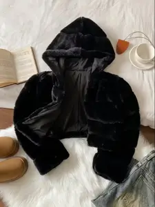 Women's Faux Fur Coat, Solid Color Short Jacket, Casual Fashion Outerwear, Warm Winter Clothing, Stylish Ladies' Apparel