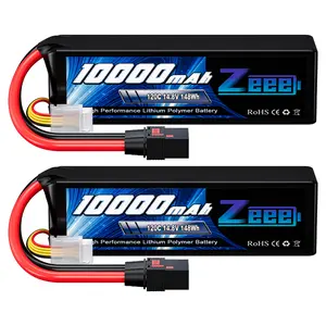 Zeee 4S 10000mAh Lipo Battery 14.8V 120C with QS8 Connector Soft Pack RC Battery Compatible with Xmaxx RC Car Truck Tank Racing Hobby Models (2 Pack) kraton  products