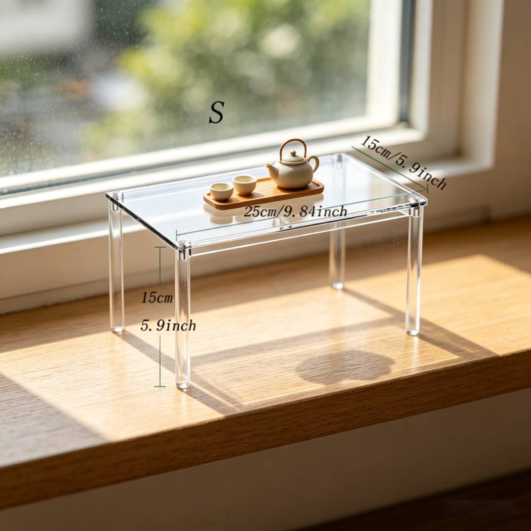 Adiison 2pcs L9.84inch*W5.9inch Rectangular Stands Shelf Clear for Decor, Clear Display Risers Cake Shelves Retail Shoe Showcase Acrylic Risers  Clear Rectangular Display for Perfume Organizer, Figures, Jewelry, Dessert Table & Cupcake