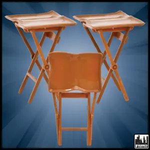 Set of 3 Brown TV Trays for WWE & AEW Wrestling Action Figures