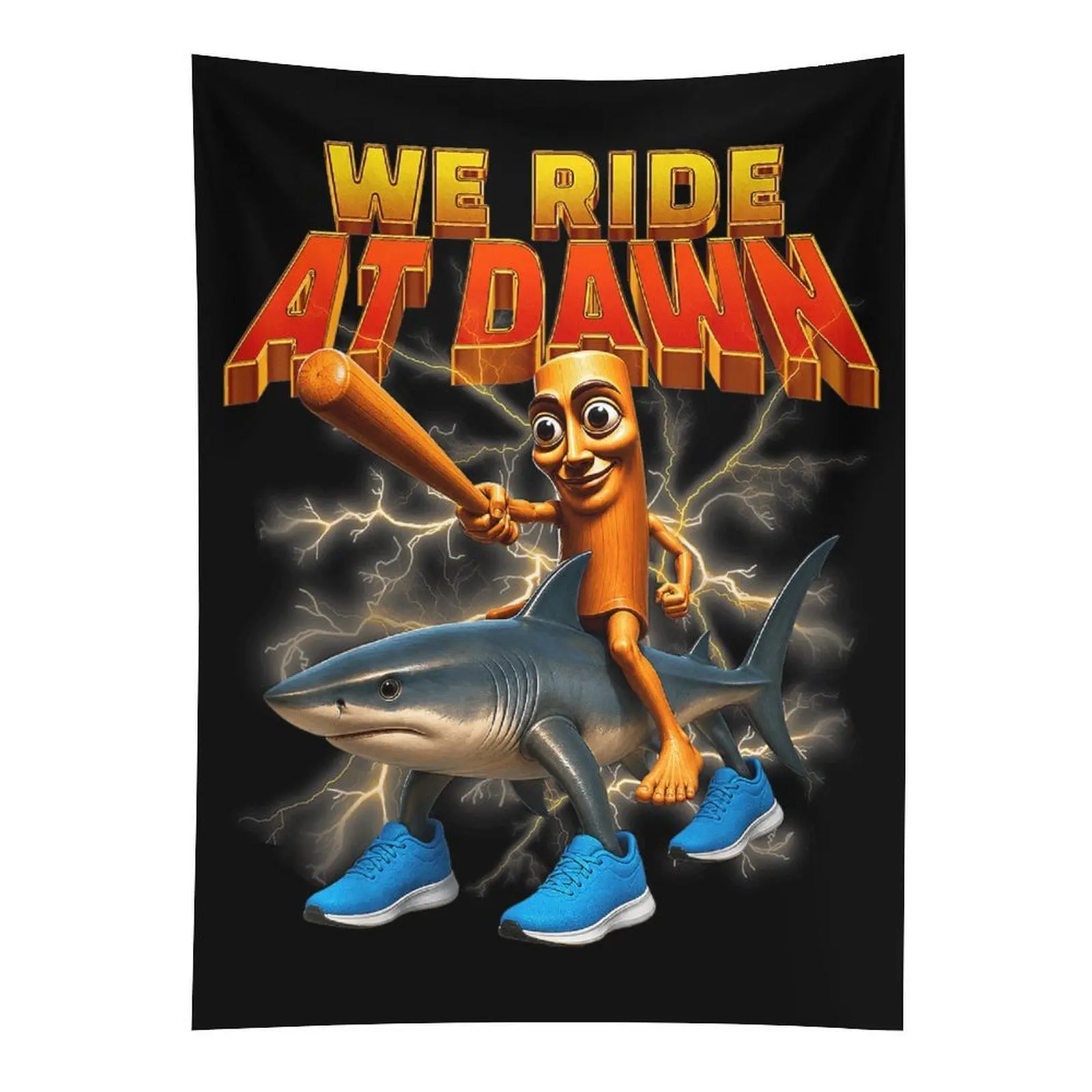 We Ride At Dawn Brainrot Wall Tapestry, Tung Sahur Tralalero Meme Wall Hanging, Gen Z Dorm Decor