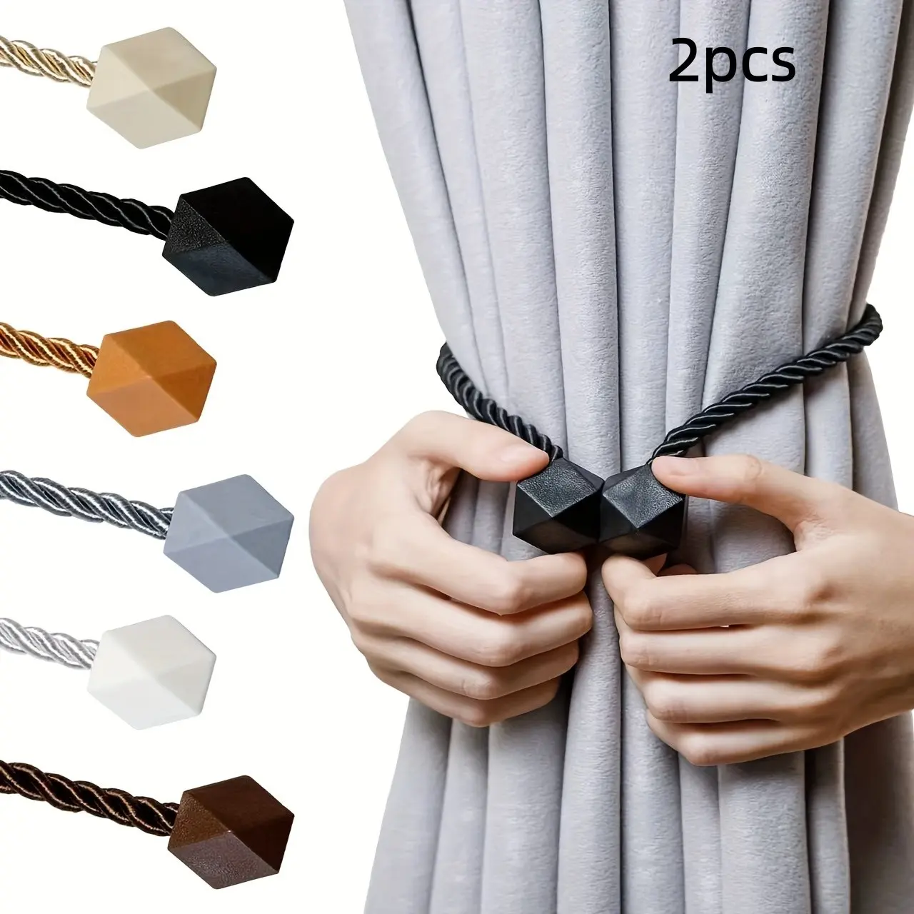 Magnetic Curtain Tieback, 2 Counts Solid Color Curtain Holdback, Window Curtain Tieback, Curtain Tie Backs for Curtains, Home Decor for Living Room, Office, Bedroom, Window Decorations Supplies