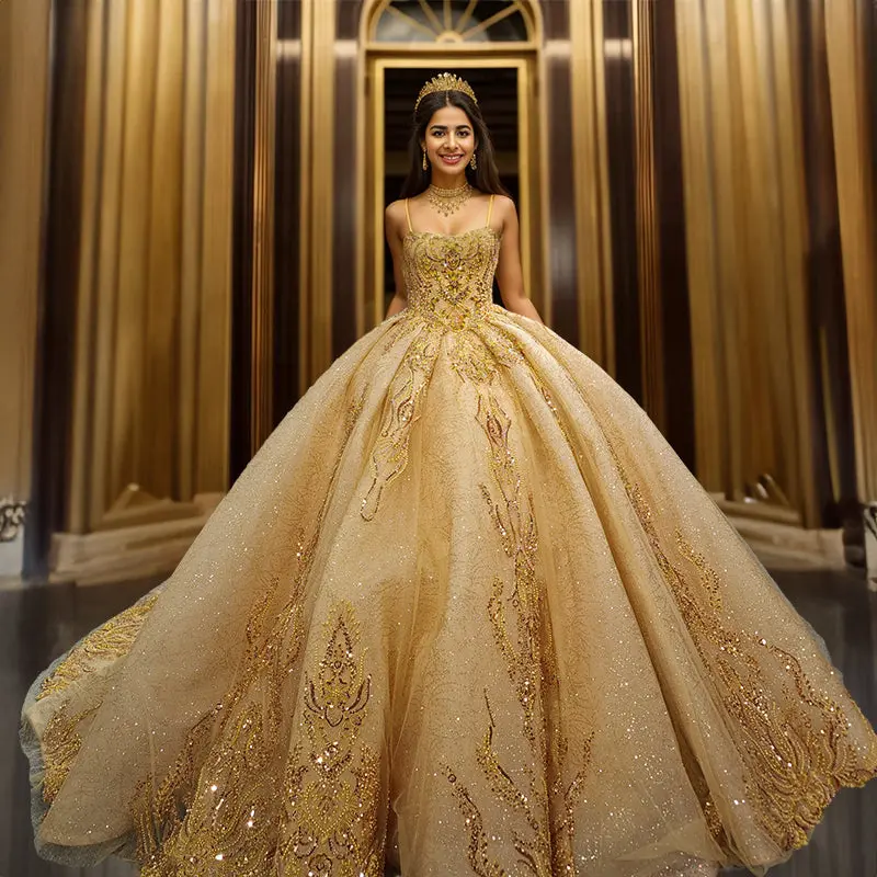 gold shimmer wedding dress Rose Gold Sequin Ball Gown Dresses Off-the-shoulder