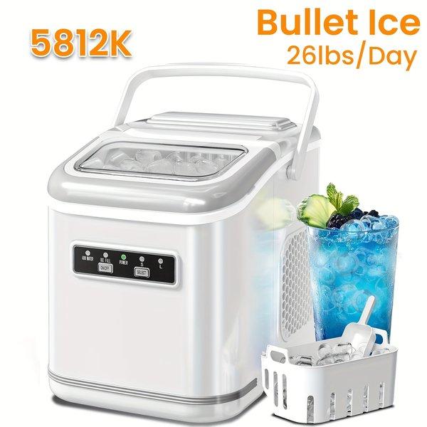 Portable Nugget Ice Maker Countertop – Pebble Ice Machine, 26–35 lbs/24H, Self Cleaning, One Click Operation, Chewable Pellet Ice for Home & Office