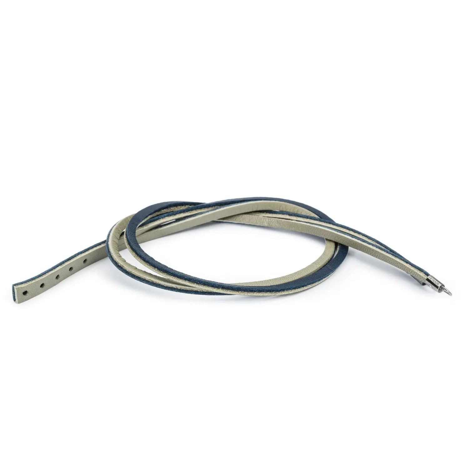 Double Leather Bracelet Dark Blue/Light Grey