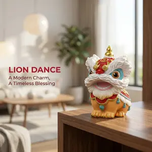 Lion Dance Ornament Decorative Figurine, Home Decoration Lover Gift Idea, Office Desk Accessory, Trendy Collectible Toy