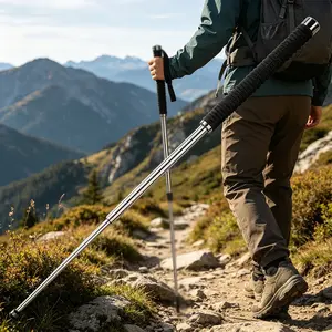 Retractable Hiking Staff (Ideal for Hiking, Camping, and Trail Running): Features a Comfortable Grip and Robust, Durable Construction—The Perfect Choice for Outdoor Adventures (Length: 26 inches) — Height Adjustable