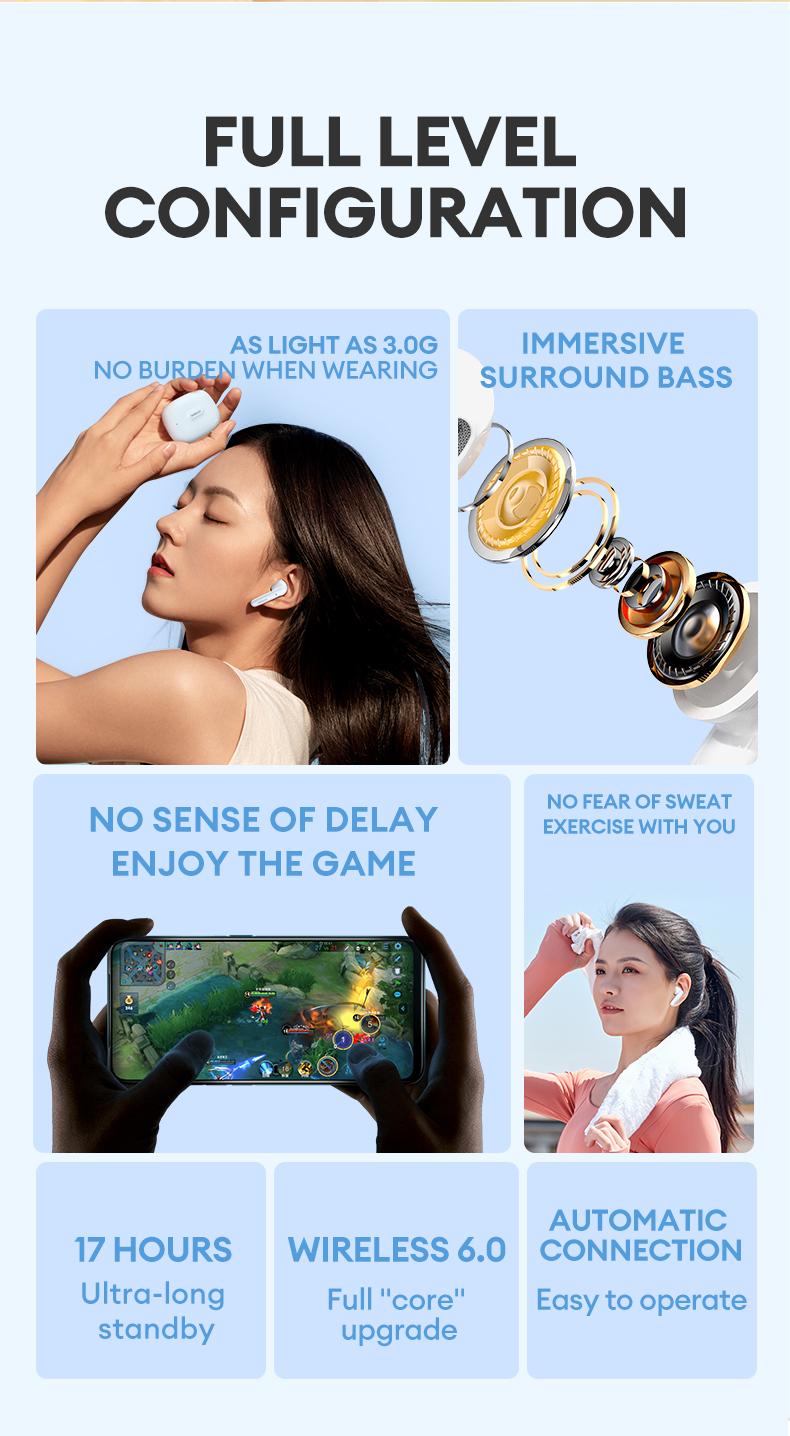 HYUNDAI T17 In-Ear Wireless Headphones with Bluetooth 5.3, Anti-Leakage Shell, Low Latency, Lightweight & Comfortable Fit, Wireless Earbuds for Music & Calls, Compatible with Android & iOS