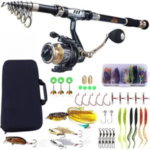 Telescopic Fishing Rod and Reel Combos Full Kit, Carbon Fiber Fishing Pole, 13 +1 Shielded Bearings Stainless Steel BB Spinning Reel with Suitcase Fishing Kit : Sports & Outdoors