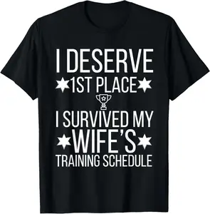 100% Cotton I Survived my Wifes Triathlon Training Schedule Tshirt T-Shirt
