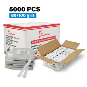 5000 PCS Bulk Double Sided Nail Files - 80/100 Grit Disposable Wooden Buffers | Professional Manicure Tools for Nail Techs | USA Stock