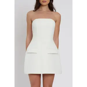 Solene Strapless Pocket Mini Dress - White