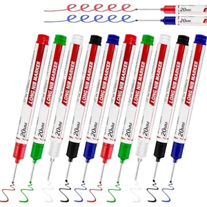 Long Head Deep Hole Marker 10 Pcs - 20mm Nib Size Quick Dry Waterproof Carpenter Pens for Construction & Woodworking Tools