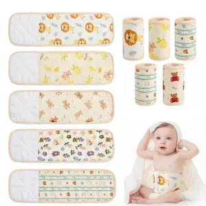 5-Pack Baby Belly Bands for Newborns, Soft Gauze Umbilical Cord Wraps with Cute Animal Prints, Adjustable Infant Abdominal Bands for Navel Protection & Daily Care, 0–12 Months