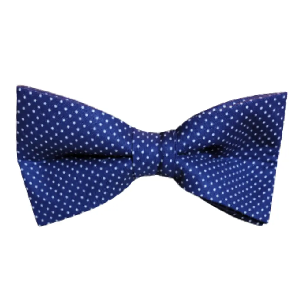 Navy and White Pin Dot Teen Boys Cotton Bow Tie