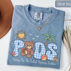 PEDS Summer Shirt • Pediatrics Caring For The Cutest Summer Kiddos Bear Tee • PEDS Nurse Gift • Pediatric Office Comfort Colors