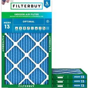 Filterbuy 14x36x1 Air Filter (4-Pack), Pleated MERV 13 Optimal Defense HVAC AC Furnace Air Filters (Actual Size: 13.50 x 35.50 x 0.75 Inches)