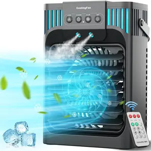 Portable Air Conditioner,  3 Higher Speeds With 1200ml Extra Large Water Tank, 7 Color Lights 2/8 Hour Timer, 120° OscillatingCooling Fan For Desk, Home, Bed and Living Room