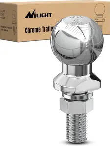 Nilight 1-7/8-Inch Diameter Chrome Trailer Hitch Ball, 2,000 lbs, 1 x 1-5/8-Inch Shank Universal Fit Gray Truck Vehicle Dirt Platform Mount Tow