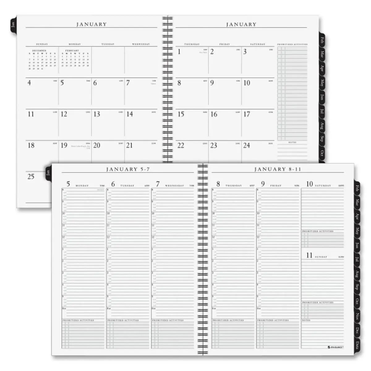212 MAIN Weekly & Monthly Appointment Refill Set, 9x11 in White, 2-Page Spread Organizer Refills for Calendars/Planners, Two Page Spread
