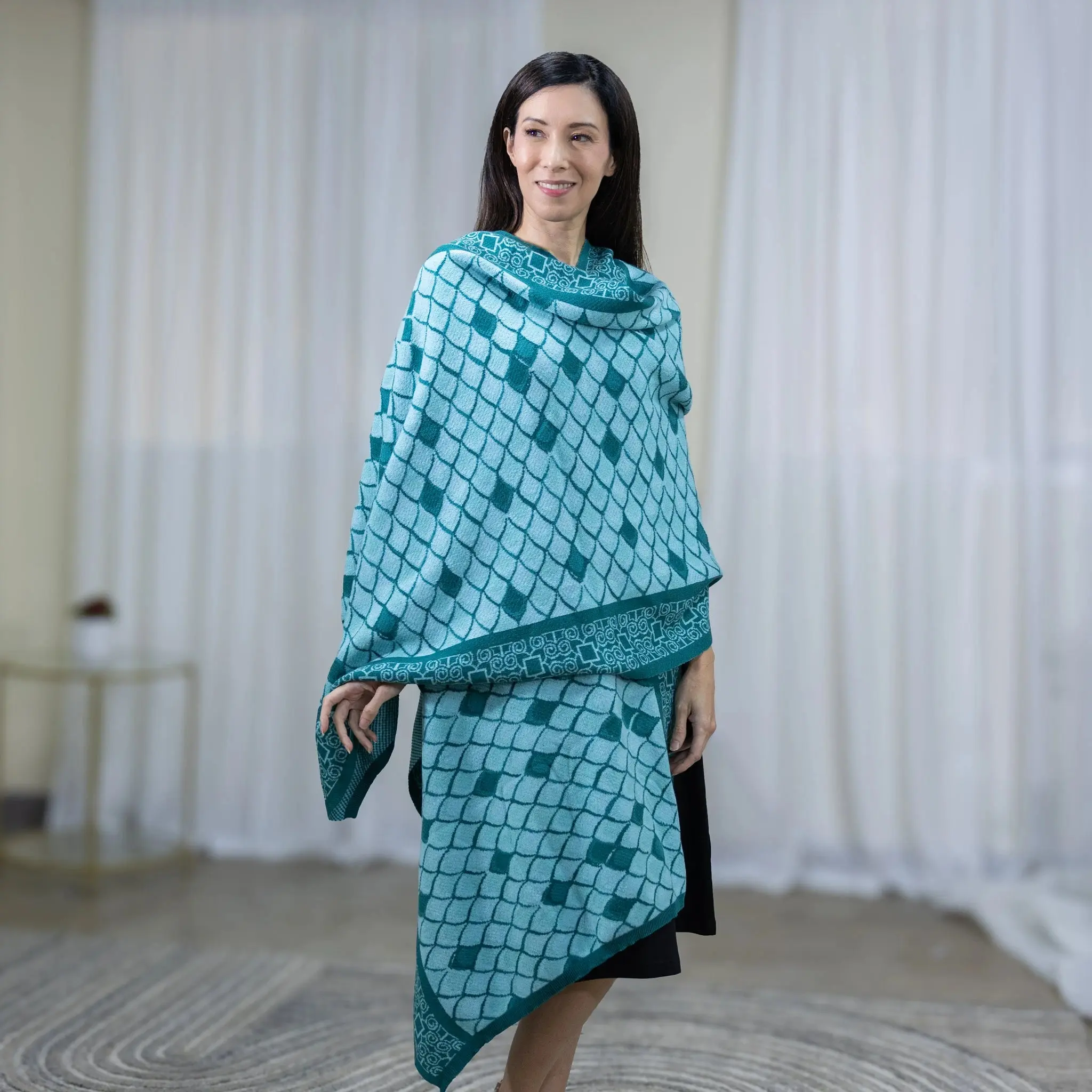 Teal Dragon Scales Shawl