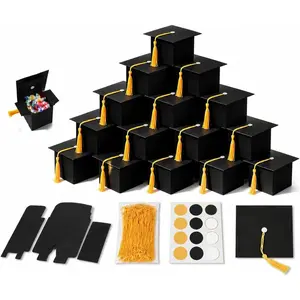 Graduation Candy Boxes 2026, Graduation Party Favor Boxes with Graduation Cap Design, Graduation Cap  Boxes with Tassels & Stickers, Class of 2026 Decorations for Graduation Candy Buffet Dessert Table Decor & Senior Graduation Party Supplies