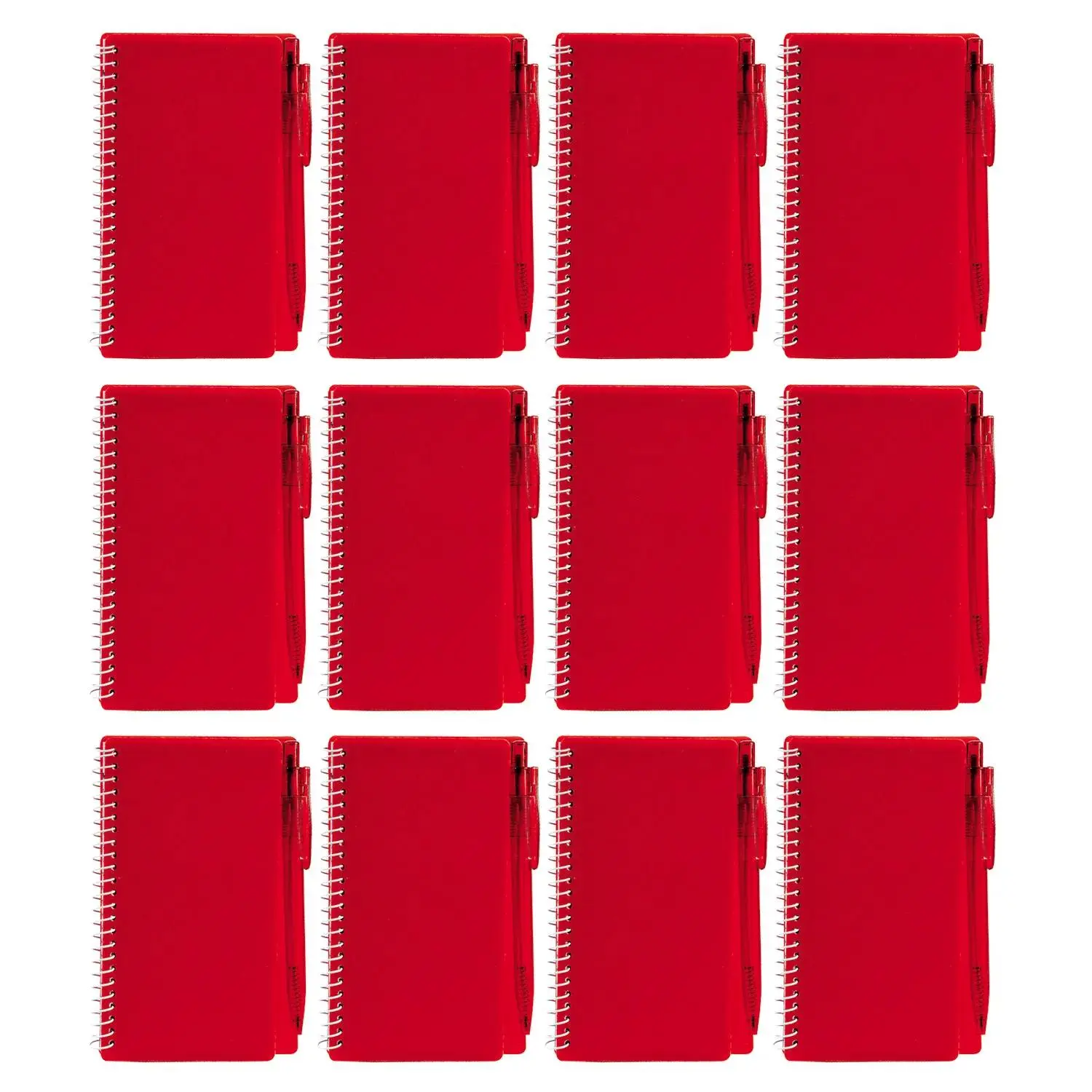6" Classic Red Spiral Paper Notebook with Plastic Pens for 12 6" Classic Red Spiral Paper Notebook with Plastic Pens for 12