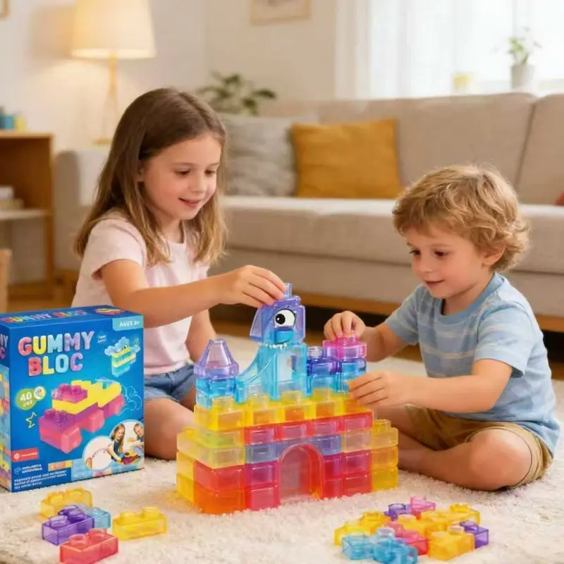 Gummy Bloc Soft Rubber Building Blocks Toy, Block Set, Safe and Creative Assembly Kids Educational Toy, Fun and Interactive Play for Children