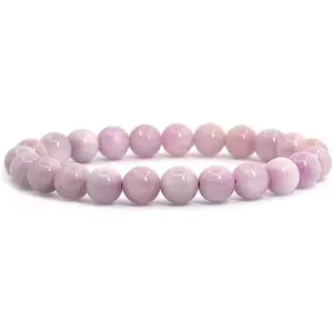 Natural Kunzite Gemstone 8mm Round Beads Stretch Bracelet 7 Inch Unisex
