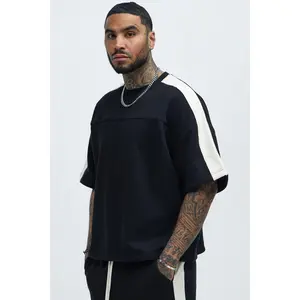 Tyson Oversized Heavyweight Striped Tee - Black