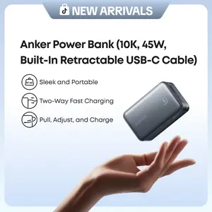 Anker Nano 10,000mAh Compact Power Bank with Retractable Cable and 45W Fast Charging, Travel-Ready and Pocket-Friendly, On-the-Go Charging for iPhone 17/16, iPad, Galaxy, Pixel, and More (Buy and Get Stickers)