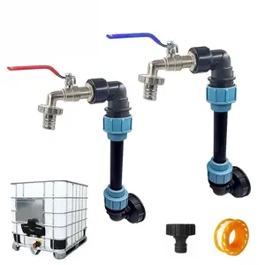 Ibc Bucket Lifting Adapter Kit with Low Drain, Double-Position Drainage, Rust-Proof and Leak-Proof Design, Suitable for Gardening, Garden Hose Connector