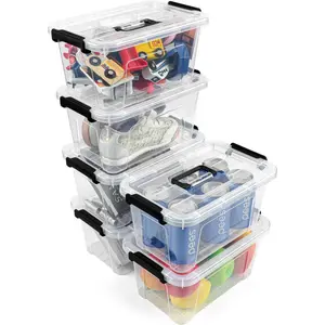 Plastic Storage Bins with Lids 6 Pack Storage Organizer, 7 Quart Stackable Storage Boxes with Buckle Lids and Handle easy for Home Office Pantry Organization, Clear