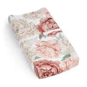 Sweet Jojo Designs Baby Changing Pad Cover Sheet (Boho Shabby Chic Floral) for Girls, Infant/Newborn Diaper Change Table Mat Covers (Blush Pink & Ivory, Bohemian, Vintage, Garden, Watercolor, Elegant)