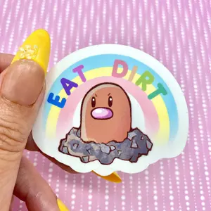 Eat Dirt Vinyl Sticker - Waterproof, Handmade Design, 2.5x2 Inches, Customizable for Laptops, Binder, Skateboards & More