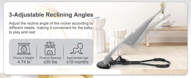 【New Year Gift】 Portable Baby Bouncer Seat for Babies 4-18 Months, 100% Cotton Fabrics, 3 Modes of use with Rocker and Stationary Options, Infant Rocker Chair with Hanging Toys Swing Set Swing Trainer Newborn Sensory