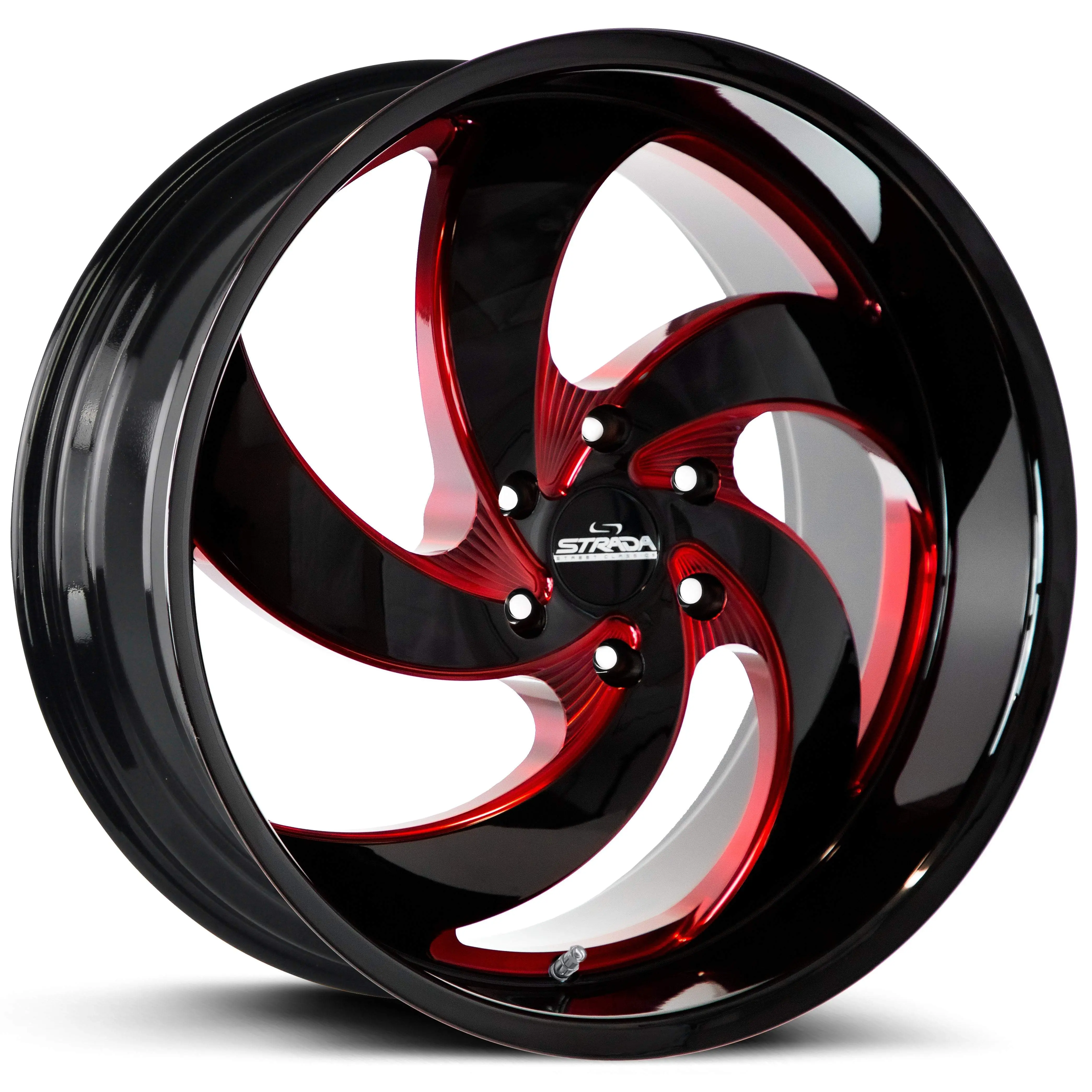 Retro 5 Gloss Black Candy Red Milled Wheel