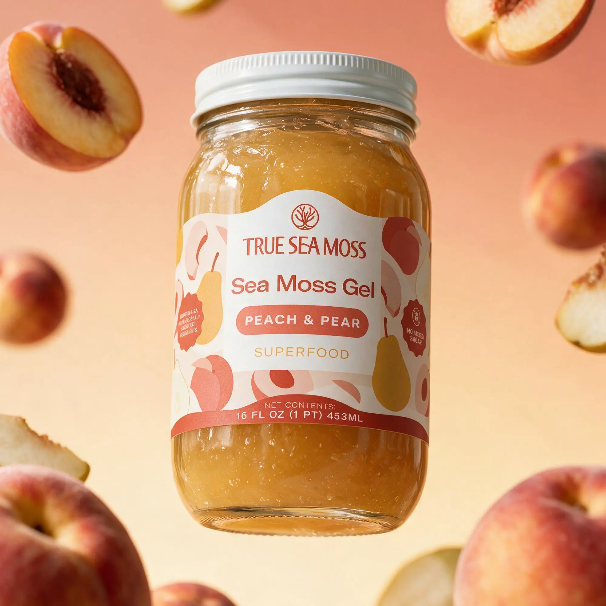 True Sea Moss Gel Peach & Pear Flavor – Rich in Essential Minerals & Vitamins – Supports Vitality