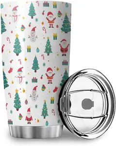 2.0oz Insulated Stainless Steel Snowman Christmas Mug Tumbler - Powder Coated Portable Drinkware with Lid, Santa Themed Thermal Cup with Insulation for Tea/Coffee, Indoor-Outdoor Travel Gift