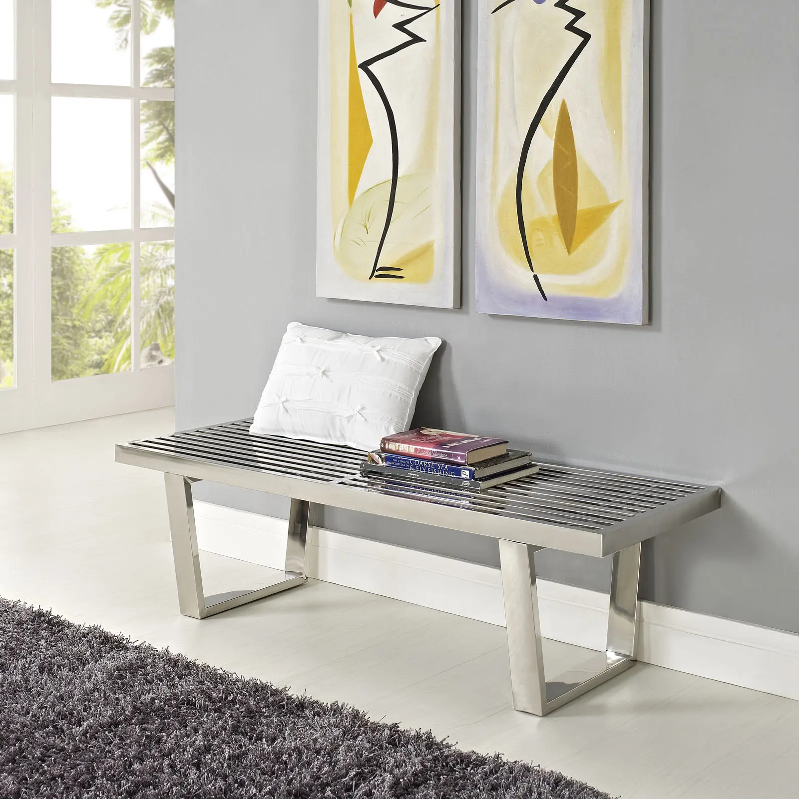 Sauna 4' Stainless Steel Bench in Silver Sauna 4' Stainless Steel Bench in Silver