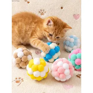 8/10 Pack Cat Ball Toys with Bells, Soft Plush Pom Ball Toys for Indoor Cats and Kittens, Interactive Chase and Chew Toys for Hunting Training, Scratching, Exercise, and Boredom Relief