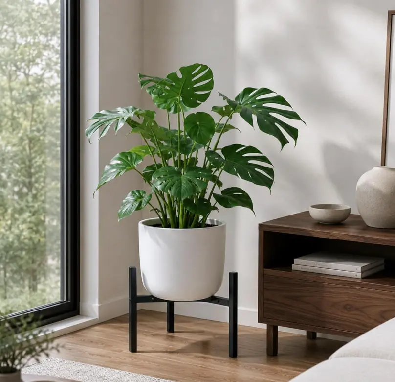 Metal Plant Stand indoor,Adjustable Modern Plant Stands,Heavy Duty Stable Plant Pot Flower Holder Indoor Outdoor Corner,Fit 8-12" Pot,Black